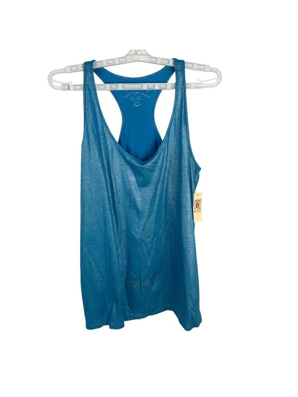 Decree Womens Blue Racerback Tank Top XL Shiny Silver Accents New